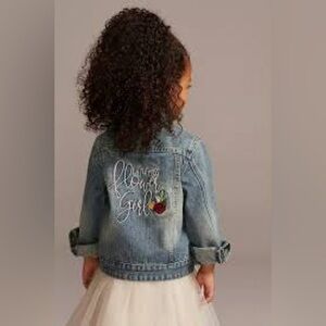 Little Miss Flower Girl Embroidered Jean Jacket David’s Bridal Size 5